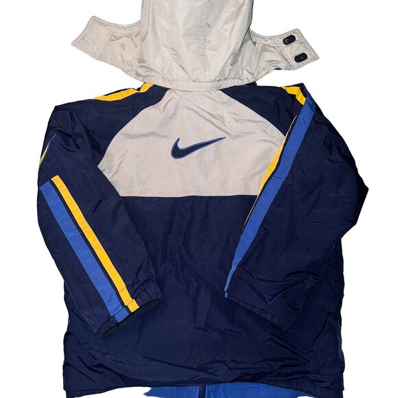 Vintage y2k 90s blue Nike Center Swoosh Winter reversible coat Boys 14-16